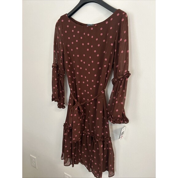 Women’s NWT Sz 6 Gabby Skye Women’s Polka Dot Longsleeve Dress - Picture 2 of 12
